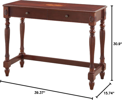 Vintage Solid Wood Writing Desk with 2 Drawers Cherry Walnut Secretary Table