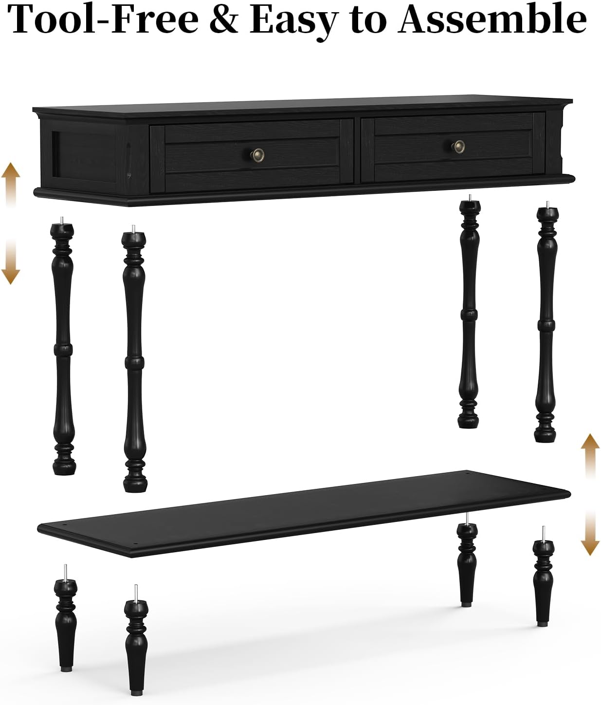 Green Console Table with Drawers Wood Entryway Table with Storage Shelf