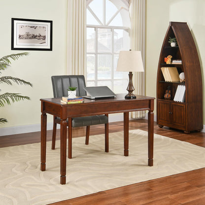 Solid Wood Writing Desk with Drawers Walnut Mid Century Home Office Desk
