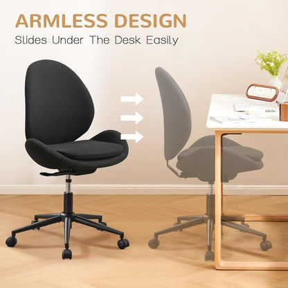 Black Velvet Vanity Chair Adjustable Swivel Office Chair with Wheels