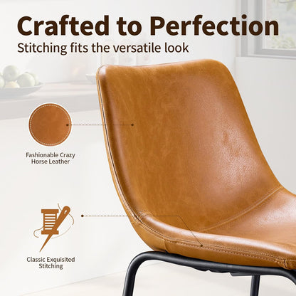 Brown Counter Height Bar Stools Set of 2 Upholstered Kitchen Chairs