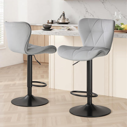 Adjustable Swivel Bar Stools Set of 2 Upholstered Kitchen Island Chairs