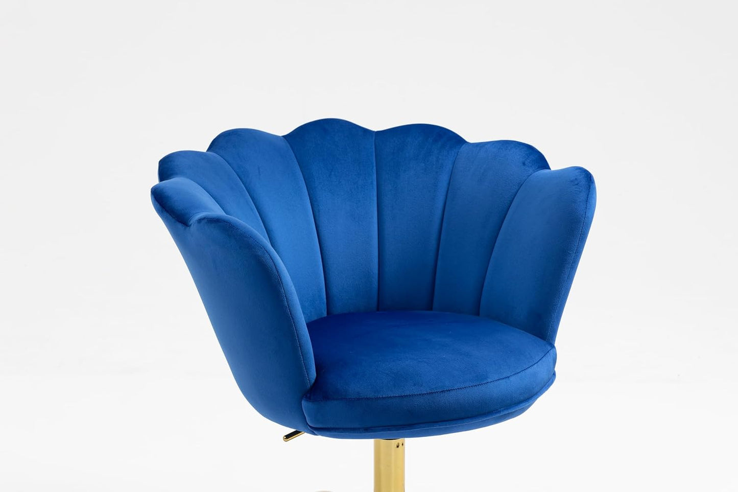 Blue Velvet Office Chair Adjustable Swivel Vanity Chair with Gold Base