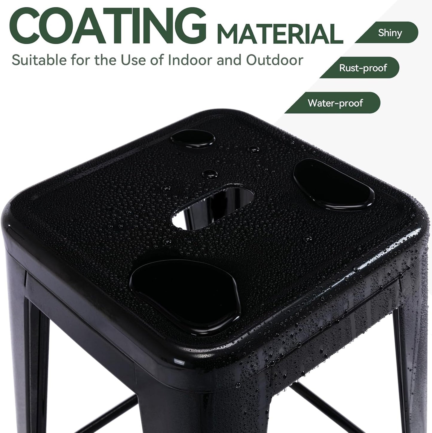 Black Metal Bar Stools Set of 2 Stackable Industrial Counter Height Seats