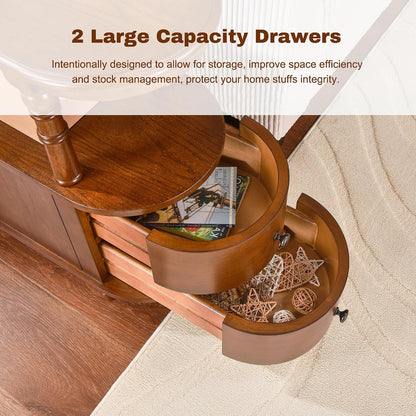 Solid Wood Slim End Table with 2 Drawers & Storage Shelf – Beewax Tone