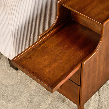 Solid Wood Narrow End Table with 2 Drawers Pull Out Tray