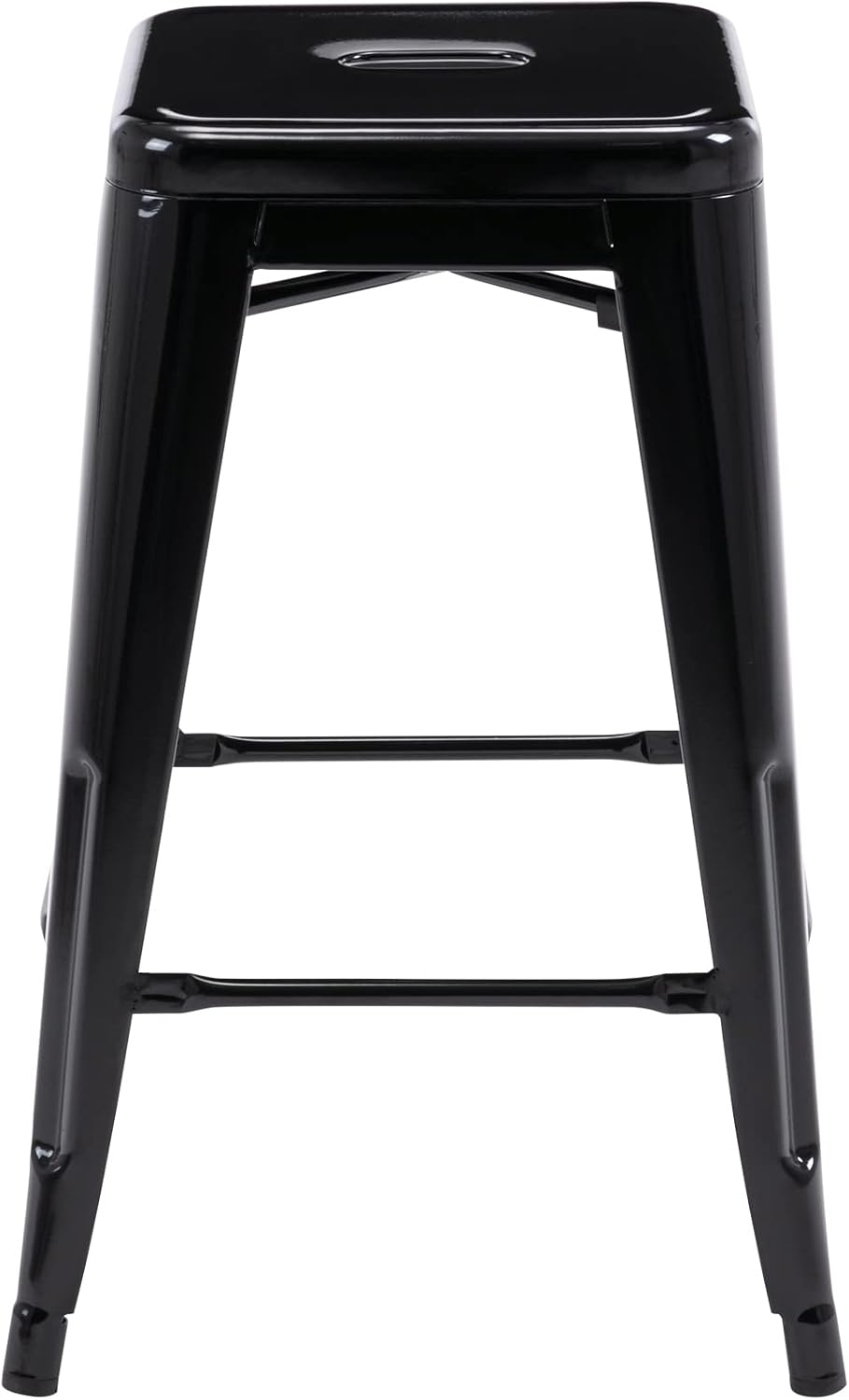 Black Metal Bar Stools Set of 2 Stackable Industrial Counter Height Seats