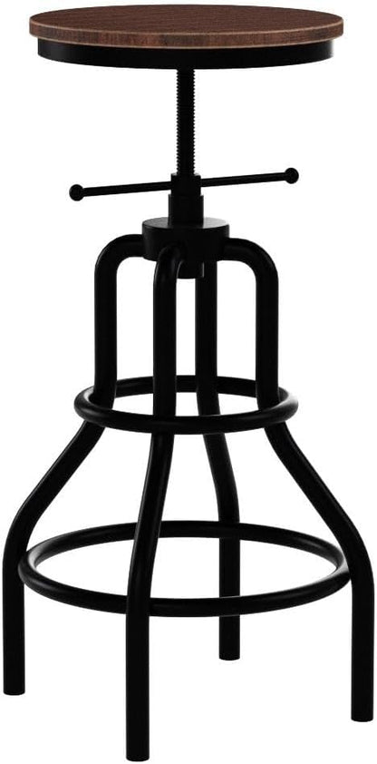 Industrial Swivel Bar Stools Set of 2 Adjustable Wood Counter Height Stools
