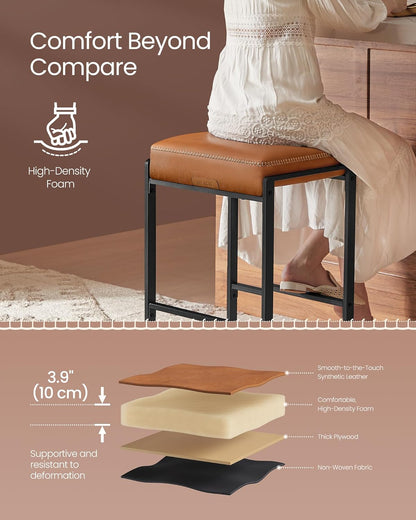 26 Inch Caramel Brown Counter Stool Upholstered Saddle Kitchen Bar Chair