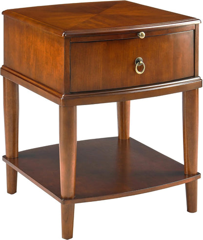 Solid Wood End Table with Drawer Pull Out Tray and Storage Shelf