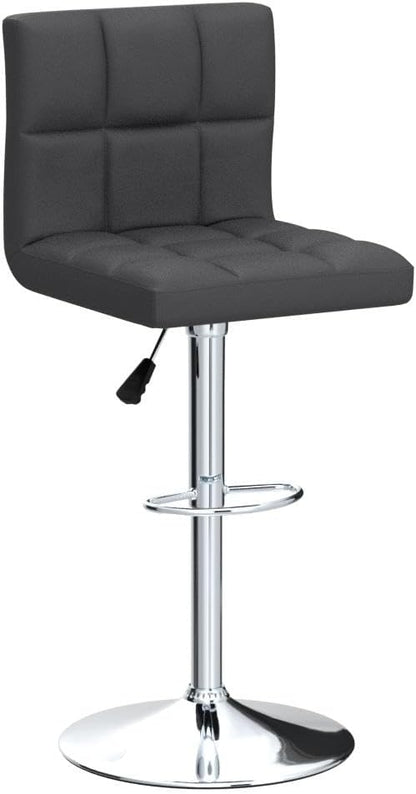 Black Swivel Bar Stools Set of 2 Adjustable Upholstered Kitchen Chairs