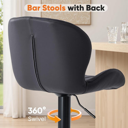 Adjustable Swivel Bar Stools Set of 2 Upholstered Kitchen Island Chairs