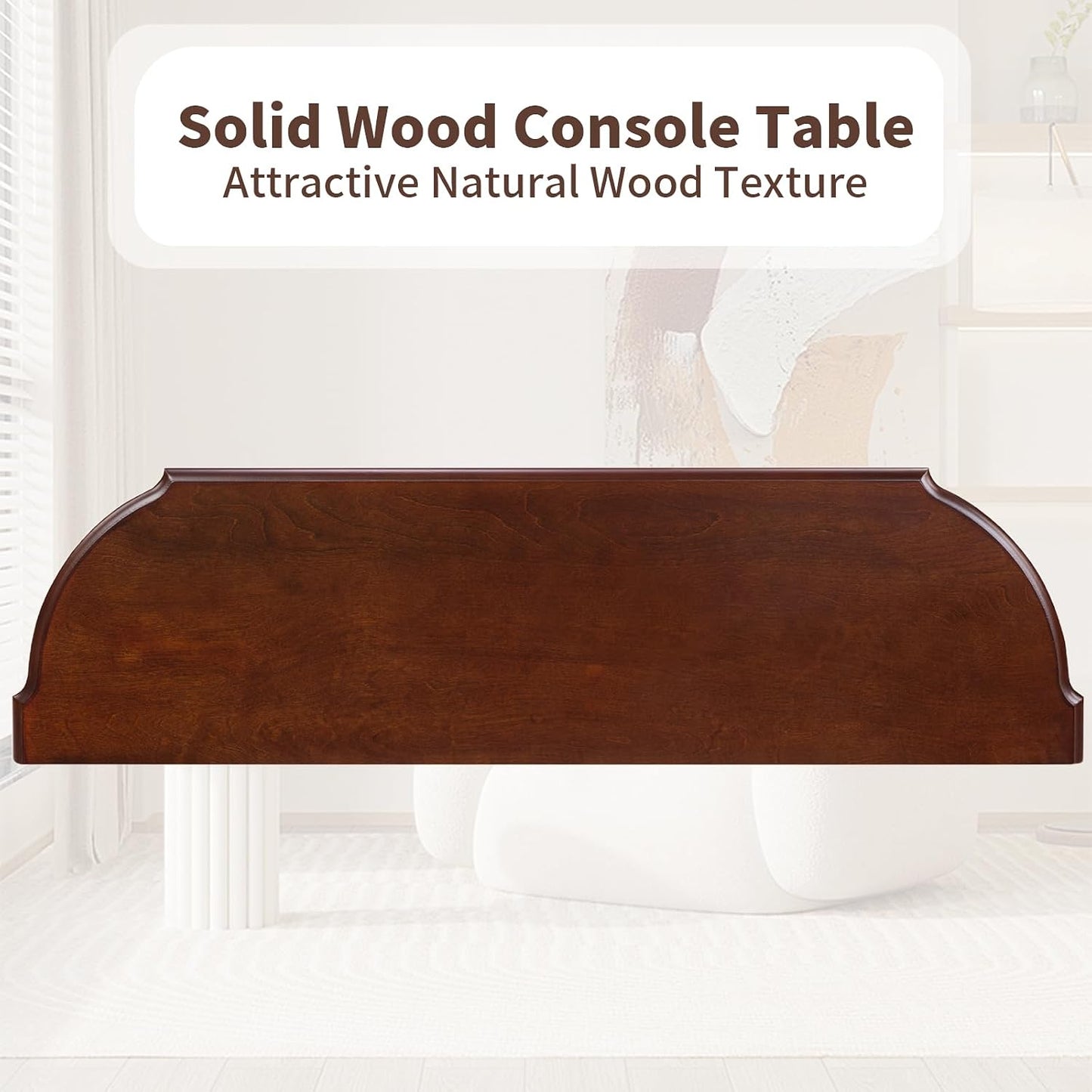 Solid Wood Console Table with Drawers Cherry Half Moon Entryway Table