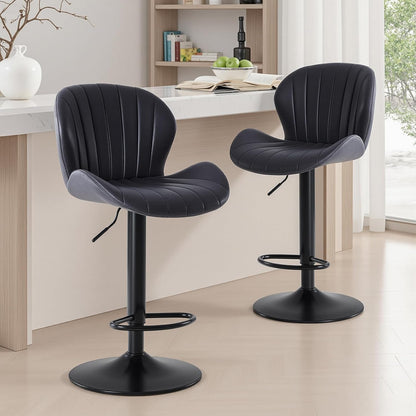 Adjustable Swivel Bar Stools Set of 2 Upholstered Kitchen Island Chairs