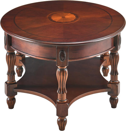 Victorian Oval Solid Wood Coffee Table with Drawer Cherry Walnut Storage Table