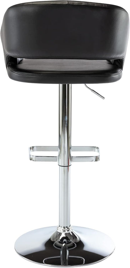 Black Adjustable Swivel Bar Stool Modern Faux Leather Counter Height Chair