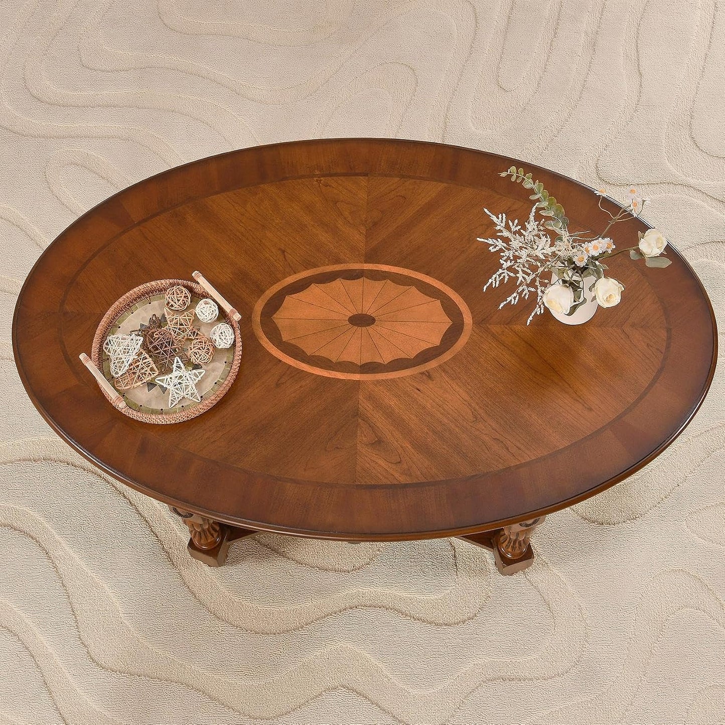 Solid Wood Coffee Table with Drawer Caramel Brown Storage Table