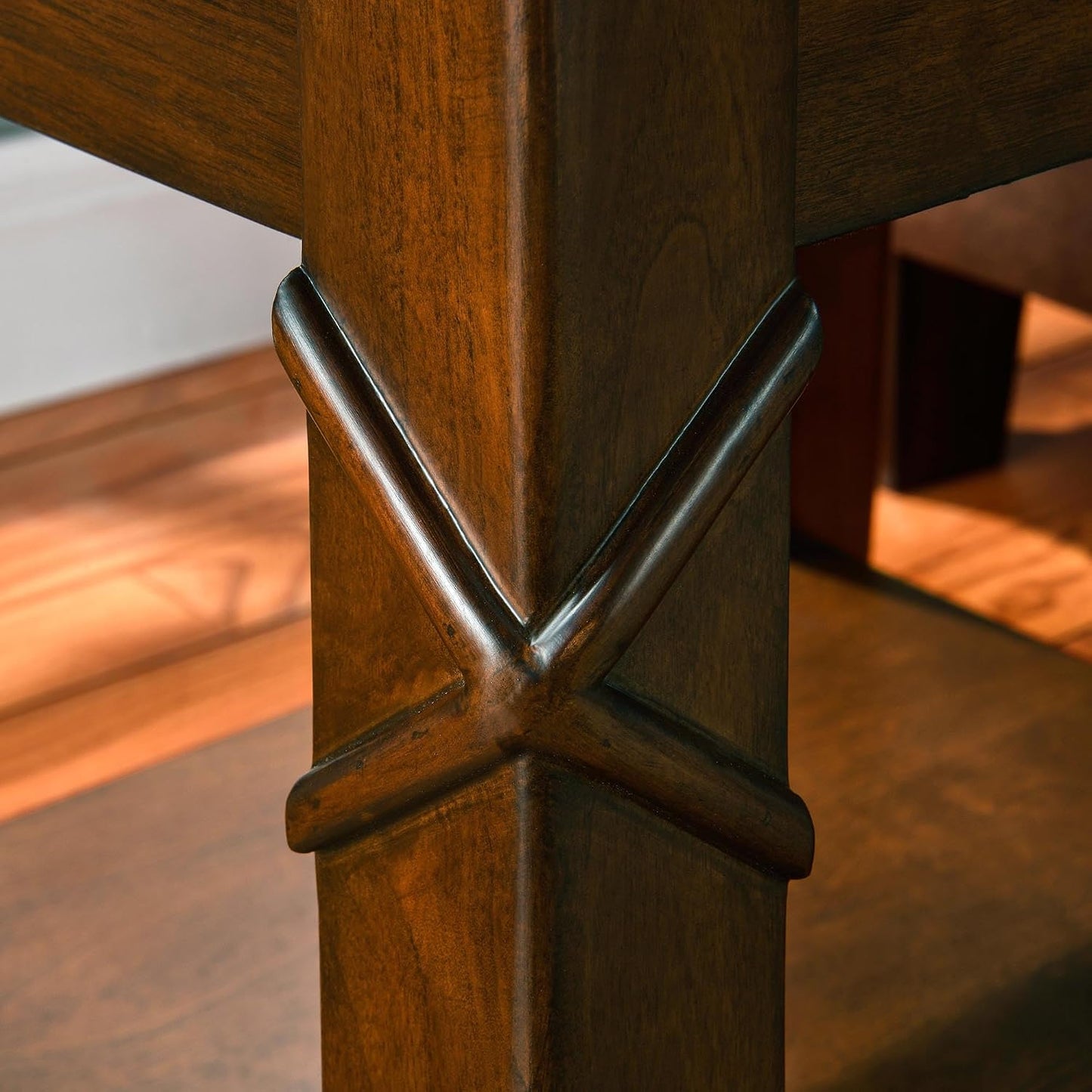 Solid Wood Square End Table with Lower Storage Shelf Cherry Walnut