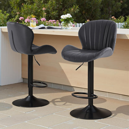 Adjustable Swivel Bar Stools Set of 2 Upholstered Kitchen Island Chairs