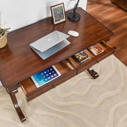 Farmhouse Wood Writing Desk with Drawers Large Rustic Home Office Desk