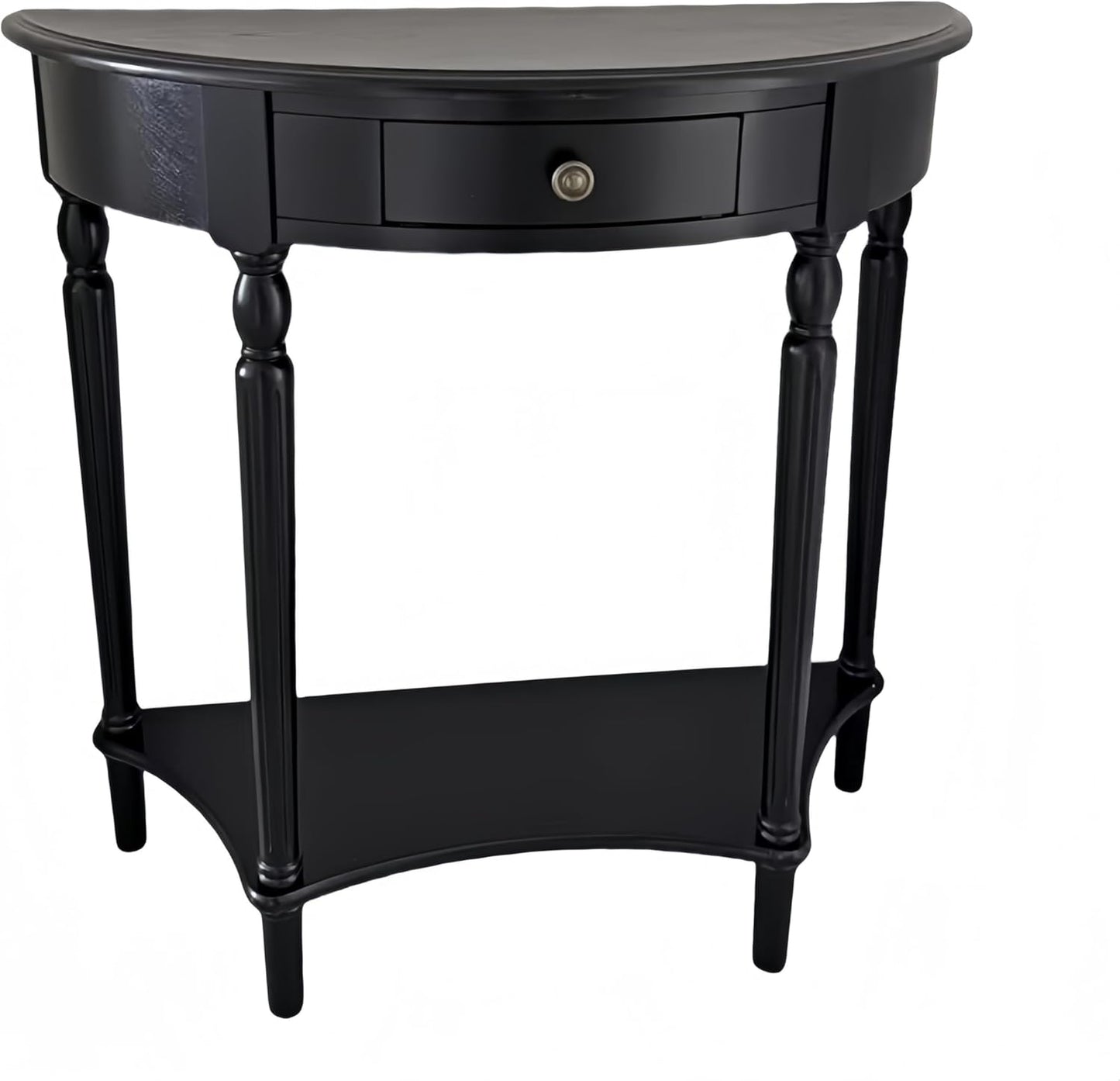 Solid Wood Half Moon Console Table with Drawer Cherry Wood Entryway Table