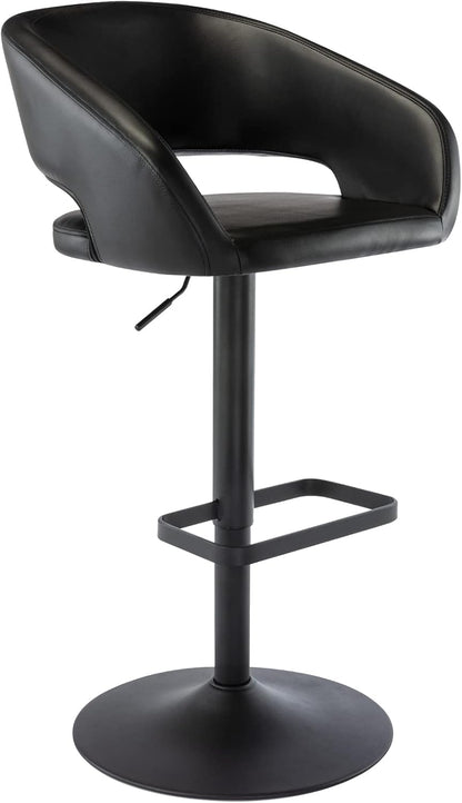 Black Adjustable Swivel Bar Stool Modern Faux Leather Counter Height Chair
