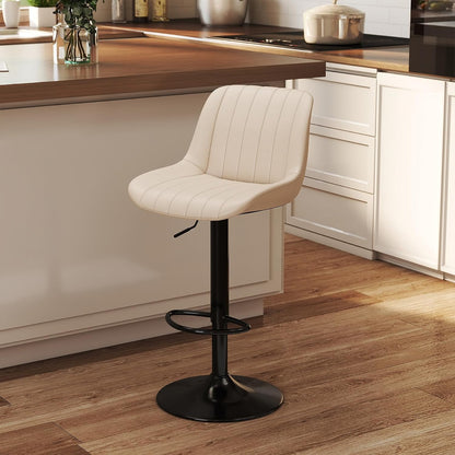 Adjustable Swivel Bar Stool Black Faux Leather Counter Height Metal Base
