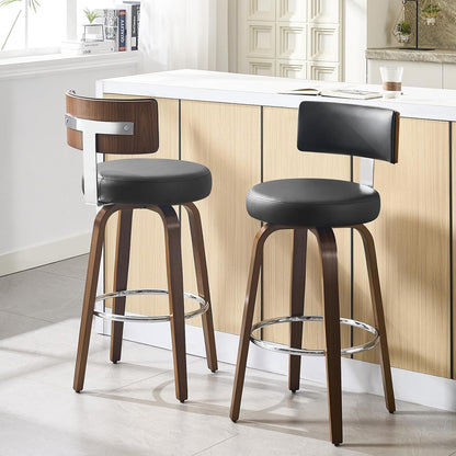 White Swivel Counter Stools Set of 2 Walnut Kitchen Island Chairs