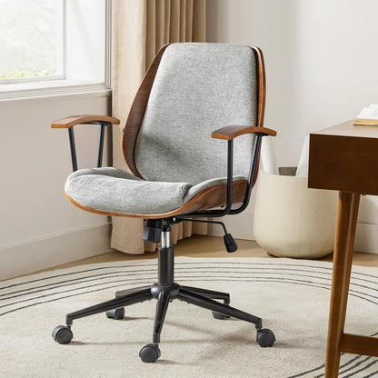 Green Solid Wood Office Chair Adjustable Swivel Mid Century Desk Chair