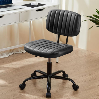 Brown Faux Leather Office Chair Adjustable Swivel Rolling Desk Chair