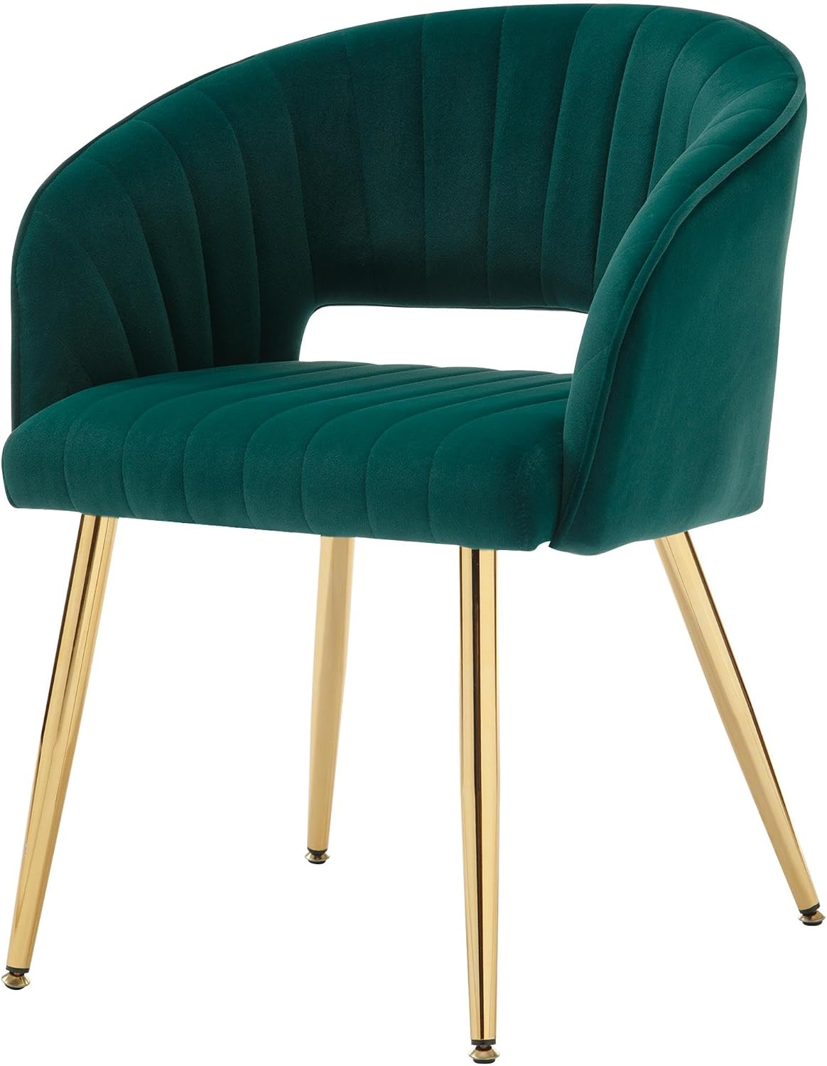 Light Gray Velvet Desk Chair Tufted Vanity Armchair with Gold Metal Legs