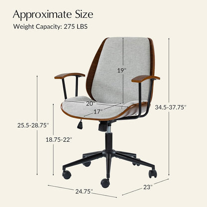 Green Solid Wood Office Chair Adjustable Swivel Mid Century Desk Chair