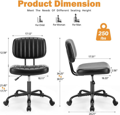 Brown Faux Leather Office Chair Adjustable Swivel Rolling Desk Chair