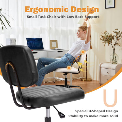 Brown Faux Leather Office Chair Adjustable Swivel Rolling Desk Chair