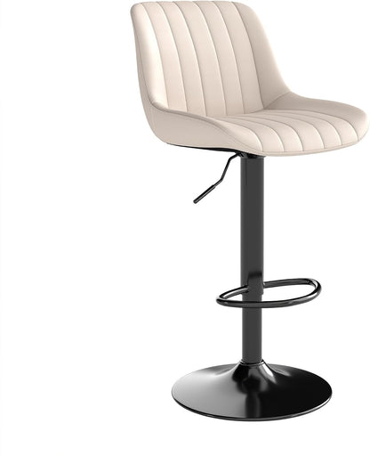 Adjustable Swivel Bar Stool Black Faux Leather Counter Height Metal Base
