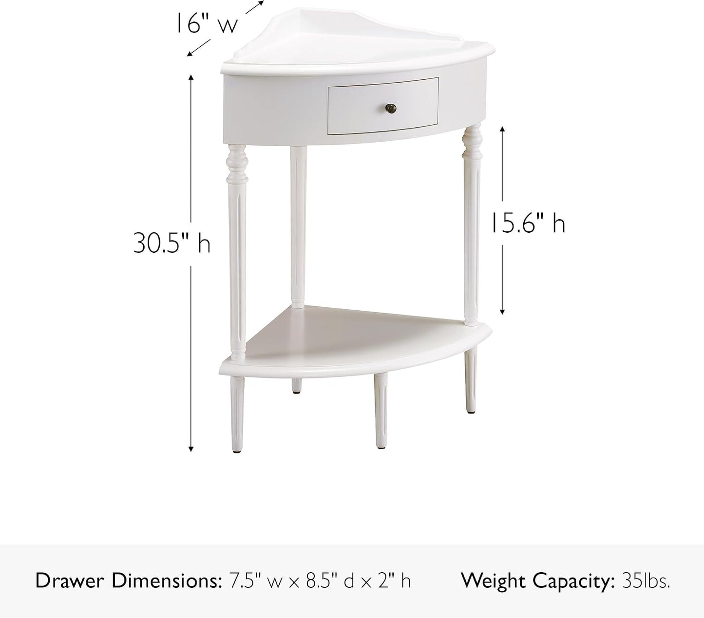 Solid Wood Corner End Table with Drawer Pecan Wedge Accent Table