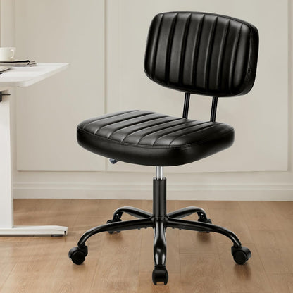 Brown Faux Leather Office Chair Adjustable Swivel Rolling Desk Chair