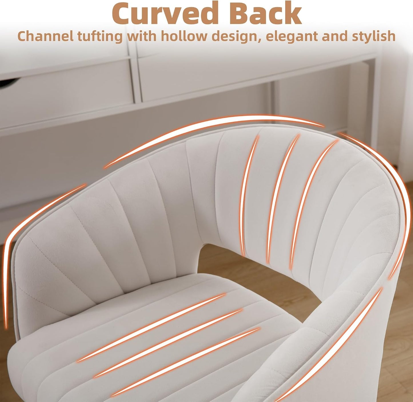 Red Velvet Swivel Desk Chair Adjustable Vanity Chair with Gold Base and Wheels