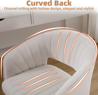 Red Velvet Swivel Desk Chair Adjustable Vanity Chair with Gold Base and Wheels