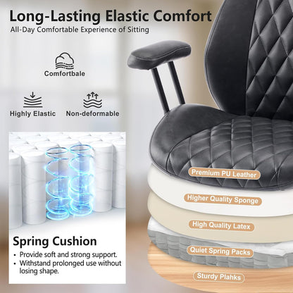 Brown Leather Office Chair Ergonomic Swivel Desk Chair with Lumbar Support and Wheels