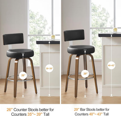 White Swivel Counter Stools Set of 2 Walnut Kitchen Island Chairs
