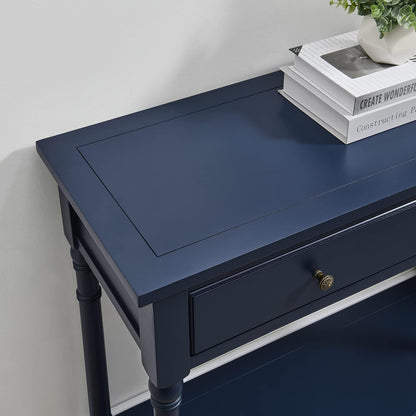 Solid Wood Console Table with 2 Drawers Black Narrow Entryway Table