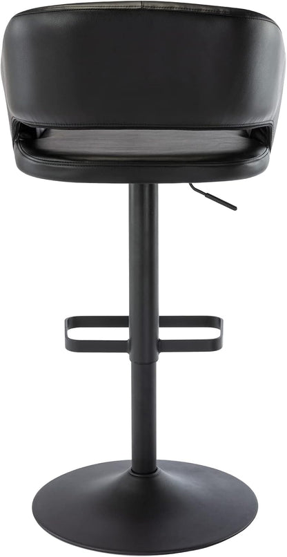 Black Adjustable Swivel Bar Stool Modern Faux Leather Counter Height Chair