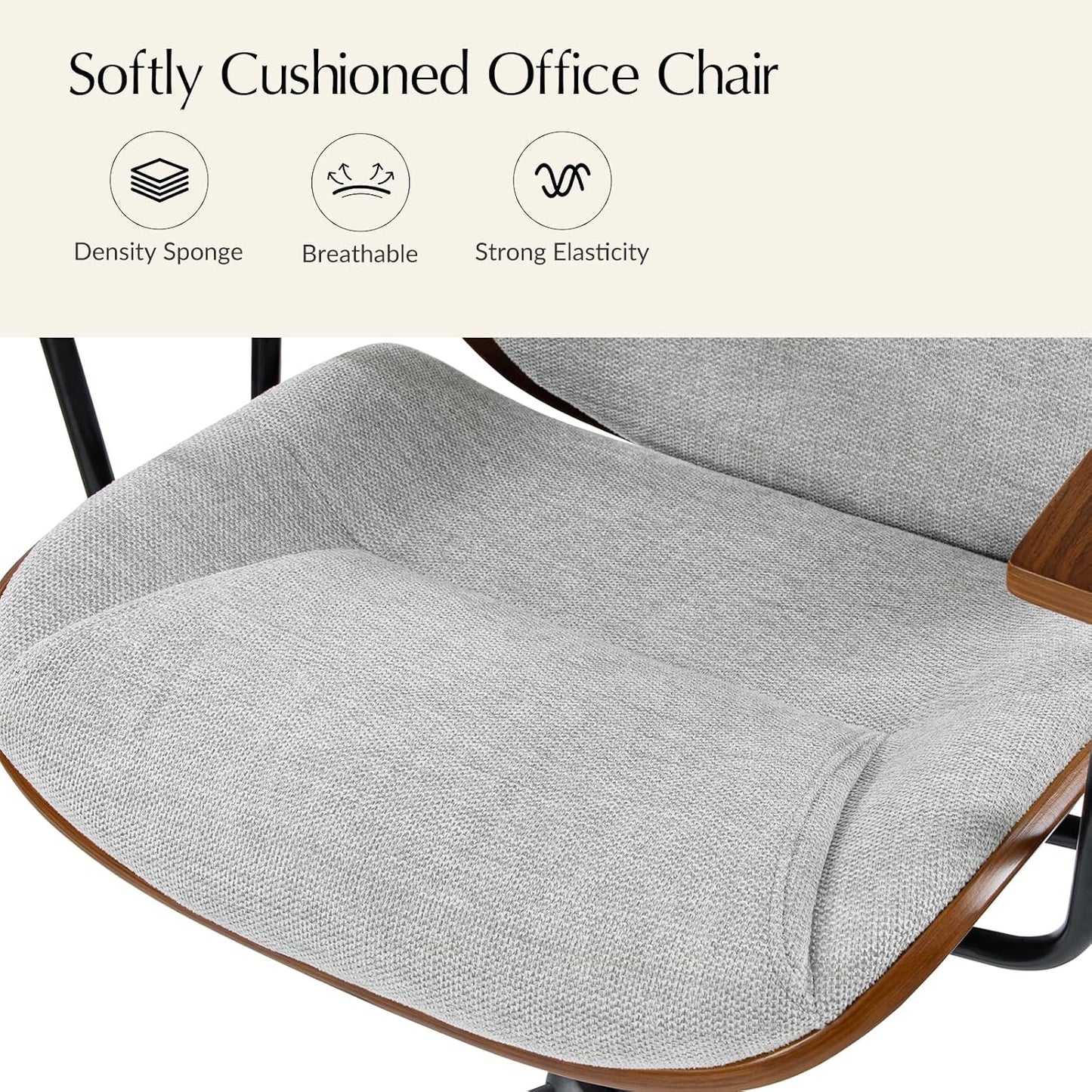 Green Solid Wood Office Chair Adjustable Swivel Mid Century Desk Chair