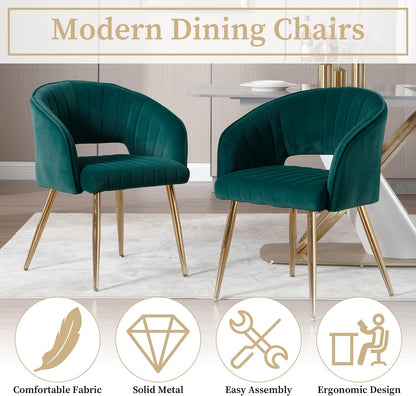 Light Gray Velvet Desk Chair Tufted Vanity Armchair with Gold Metal Legs
