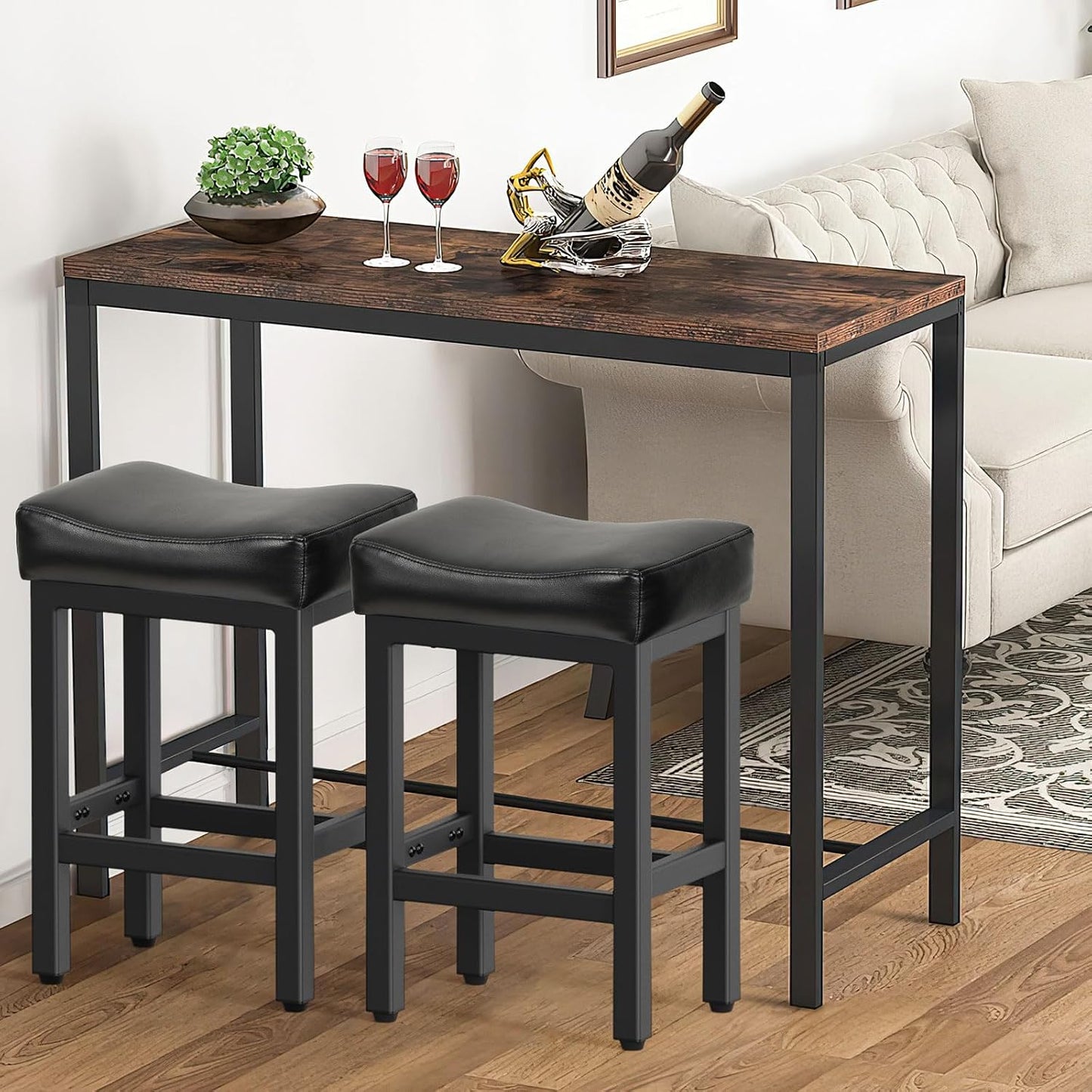 Gray Counter Height Bar Stools Set of 2 Upholstered Saddle Kitchen Seats