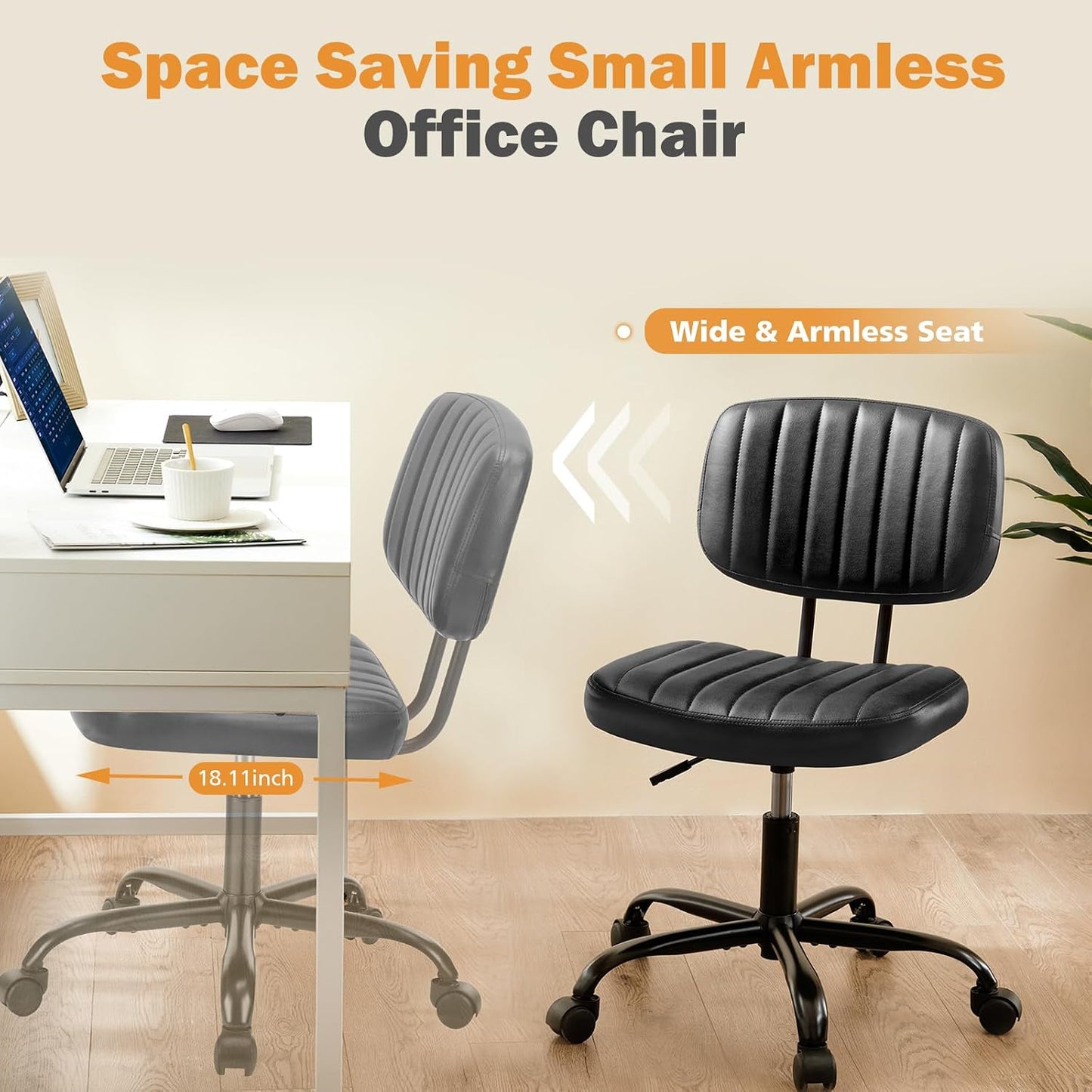 Brown Faux Leather Office Chair Adjustable Swivel Rolling Desk Chair