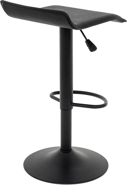 Black Adjustable Bar Stools Set of 2 Modern Swivel Backless Counter Chairs