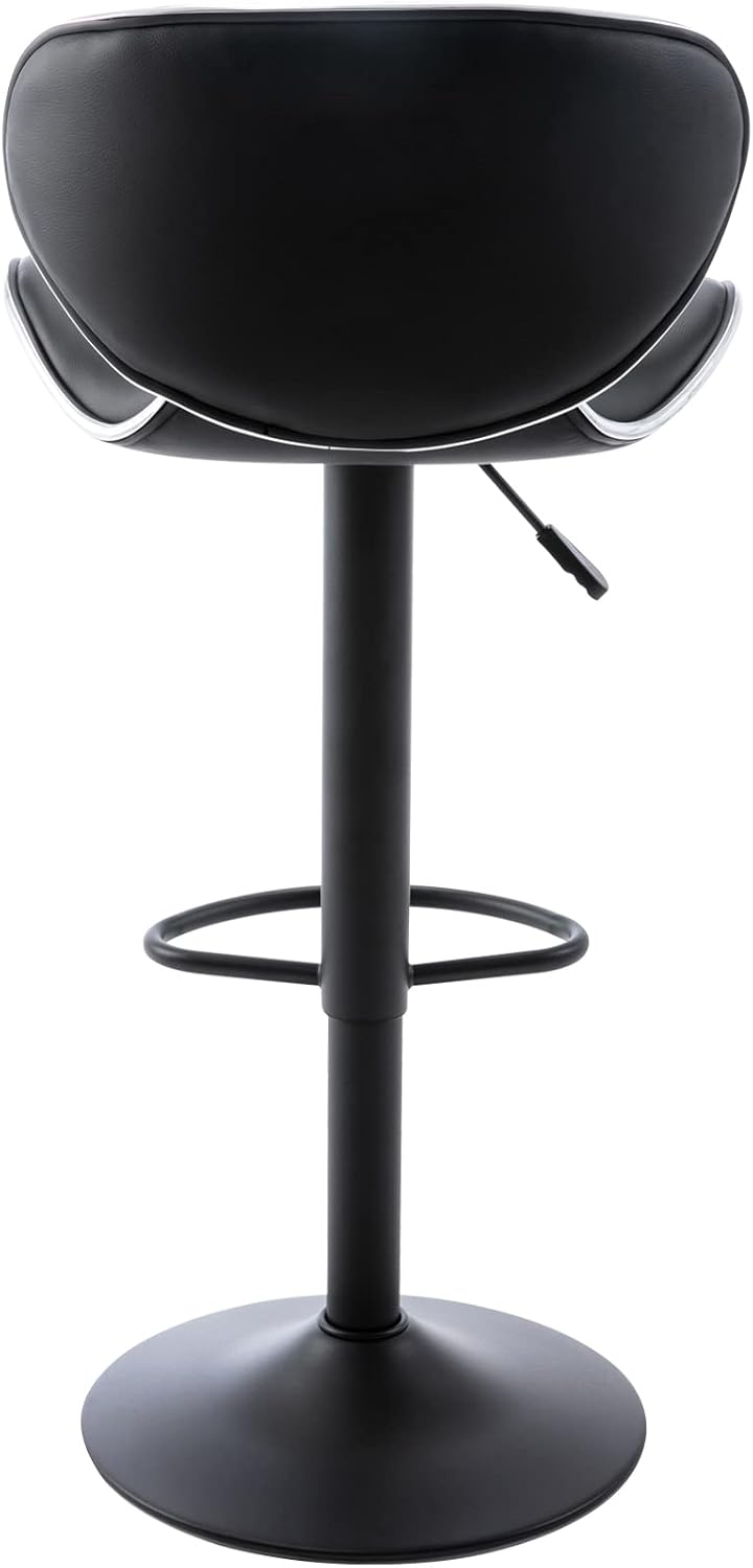 Blue Adjustable Bar Stools Set of 2 Modern Swivel Faux Leather Counter Chairs