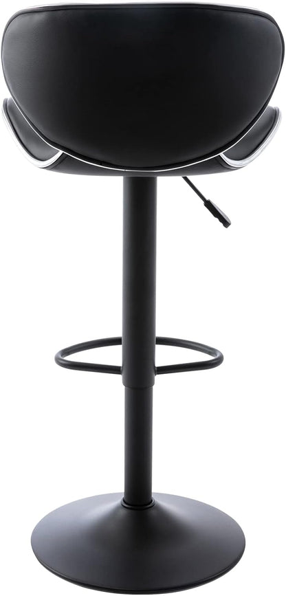 Blue Adjustable Bar Stools Set of 2 Modern Swivel Faux Leather Counter Chairs